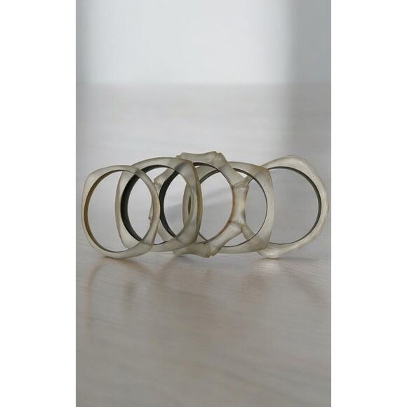 Alexis Bittar Clear Cream Golden Frosted Lucite Bracelet Lot of 5 Quiet Luxury - Picture 1 of 16